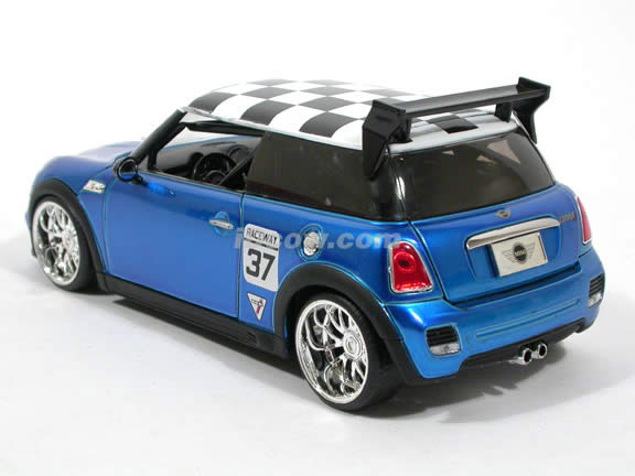 2007 Mini Cooper S diecast model car 1:24 scale die cast by Jada Toys - Blue Racing