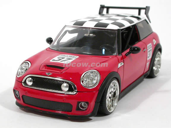 2007 Mini Cooper S diecast model car 1:24 scale die cast by Jada Toys - Red Racing
