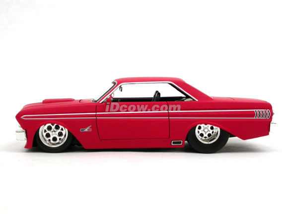1964 Ford Falcon diecast model car 1:24 scale die cast by Jada Toys - Flat Red 90749