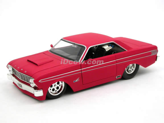 1964 Ford Falcon diecast model car 1:24 scale die cast by Jada Toys - Flat Red 90749