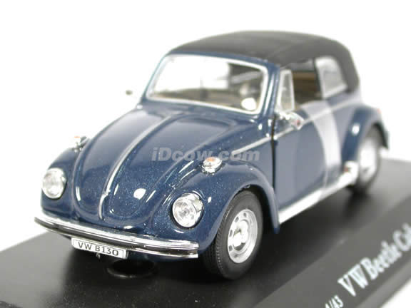 1970 Volkswagen Beetle Cabriolet diecast model car 1:43 scale die cast by Hongwell Cararama - Dark Blue