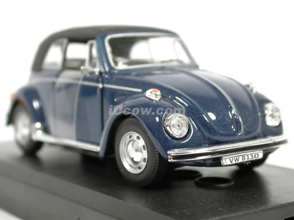 1970 Volkswagen Beetle Cabriolet diecast model car 1:43 scale die cast by Hongwell Cararama - Dark Blue