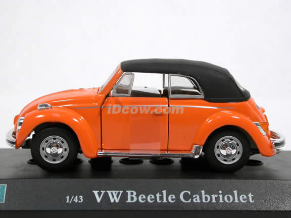 1970 Volkswagen Beetle Cabriolet diecast model car 1:43 scale die cast by Hongwell Cararama - Orange Top Up