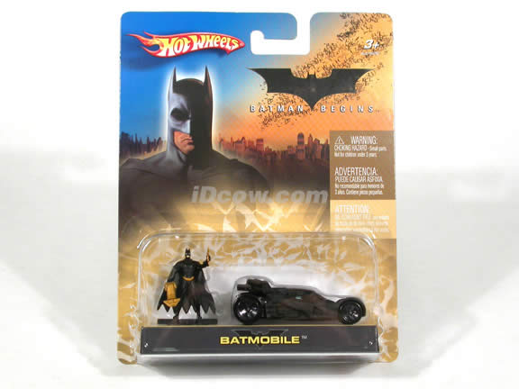 2005 Batman Begins Batmobile diecast model car 1:64 scale diecast by Hot Wheels - Black with Figure