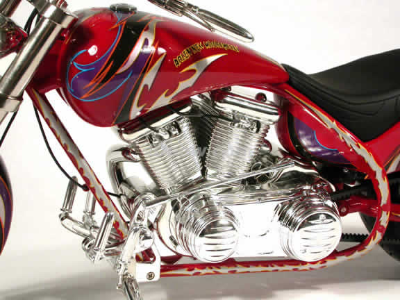Arlen Ness Custom Diecast Chopper Model 1:6 scale die cast motorcycle by Toy Zone - Red