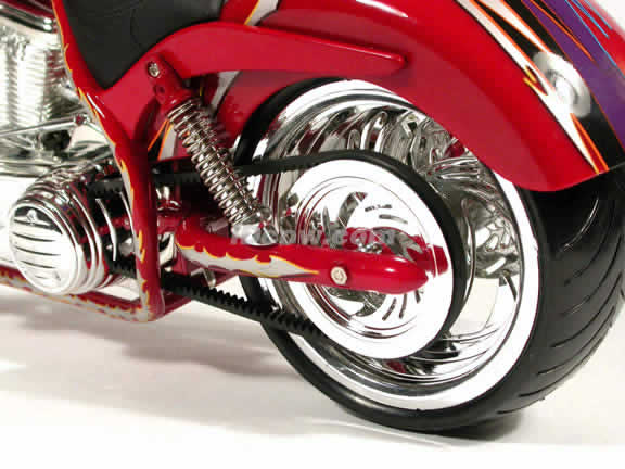 Arlen Ness Custom Diecast Chopper Model 1:6 scale die cast motorcycle by Toy Zone - Red
