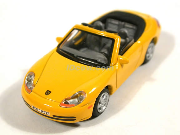 2000 Porsche 911 Cabriolet diecast model car 1:72 scale die cast by Hongwell - Yellow