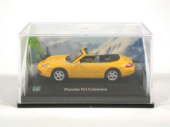 2000 Porsche 911 Cabriolet diecast model car 1:72 scale die cast by Hongwell - Yellow