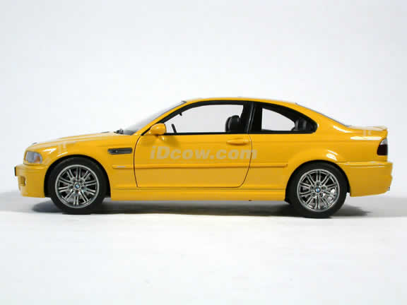 2002 BMW M3 diecast model car 1:18 scale by AUTOart - Yellow