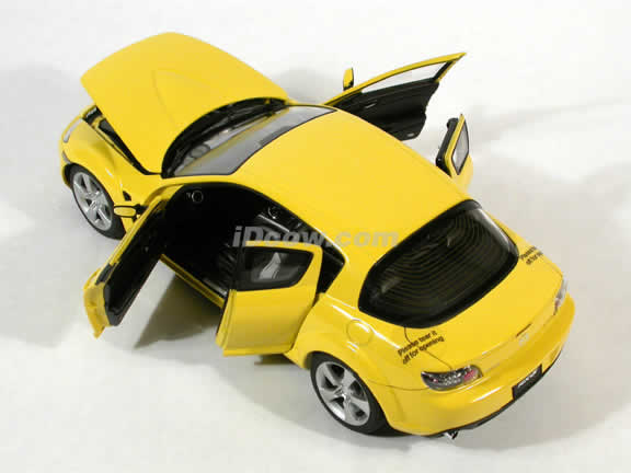 2003 Mazda RX-8 diecast model car 1:18 scale by AUTOart Die Cast - Yellow RHD