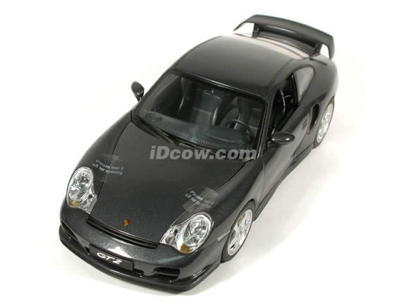 2002 Porsche 911 GT2 diecast model car 1:18 scale die cast by AUTOart - Black Grey