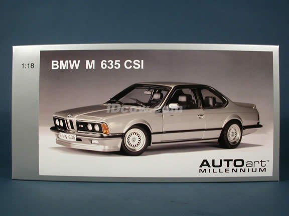 BMW M 635 CSI diecast model car 1:18 scale die cast by AUTOart - Silver
