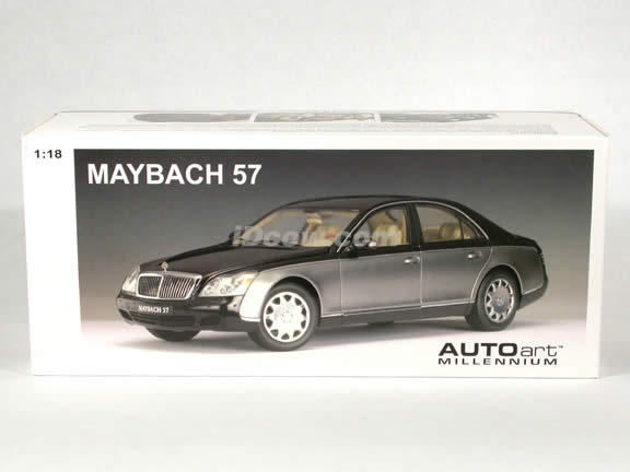 2003 Maybach 57 diecast model car 1:18 scale die cast by AUTOart - Caspian Black Himalaya Grey