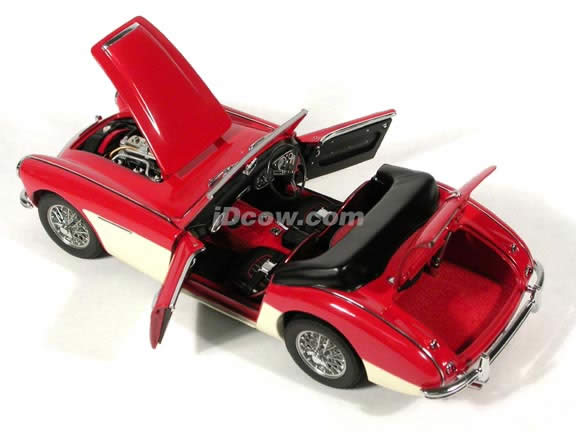 1961 Austin Healey 3000 MK II diecast model car 1:18 scale die cast by AUTOart - Red White RHD