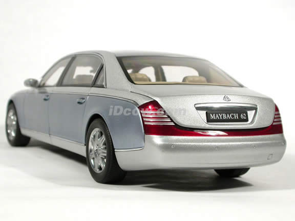 2004 Maybach 62 diecast model car 1:18 scale die cast by AUTOart - Nayarit Silver / Coted Azur Blue Bright