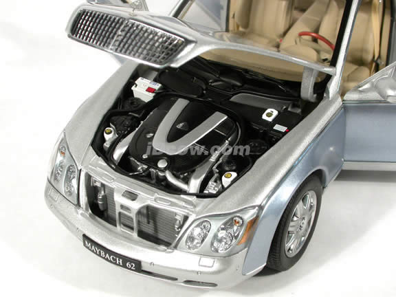 2004 Maybach 62 diecast model car 1:18 scale die cast by AUTOart - Nayarit Silver / Coted Azur Blue Bright