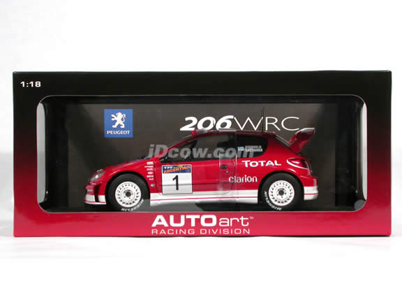 2003 Peugeot 206 WRC #1 diecast model car 1:18 scale die cast by AUTOart -  (Winner of Rally Argentina) 