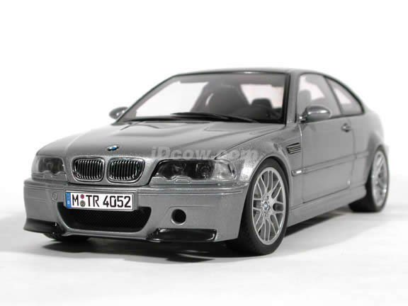 2003 BMW M3 CSL diecast model car 1:18 scale die cast by AUTOart - Steel Grey Metallic