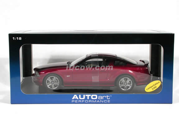 2005 Ford Mustang GT diecast model car 1:18 scale die cast by AUTOart - Red Fire Limited 1 of 3000