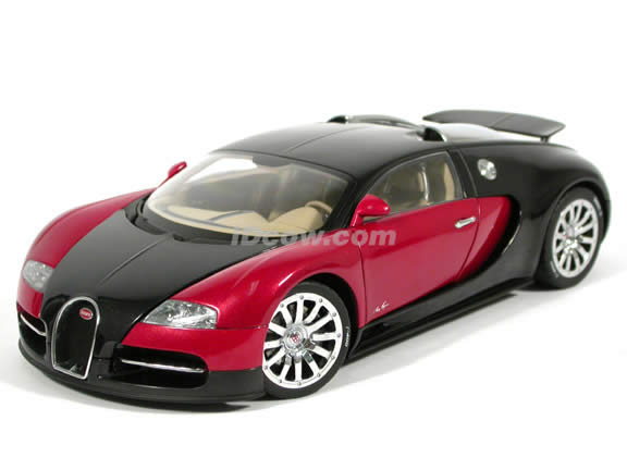 2004 Bugatti Veyron EB 16.4 diecast model car 1:18 scale die cast by AUTOart - Black Red Limited Edition