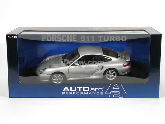2002 Porsche 911 Turbo diecast model car 1:18 scale die cast by AUTOart - Silver