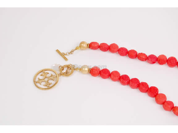 Orange wood bead necklace