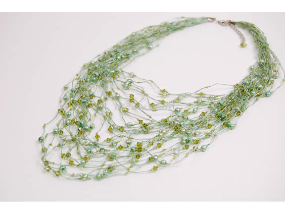 Multi strand Freshwater Pearls and Crystal Necklace