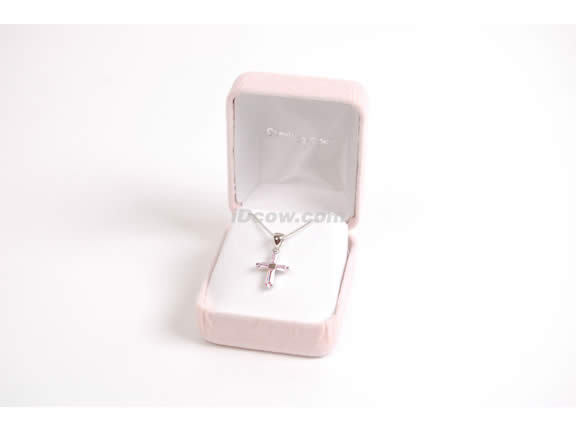 Sweet Pink Cubic Zirconia Corss Pendant Necklace