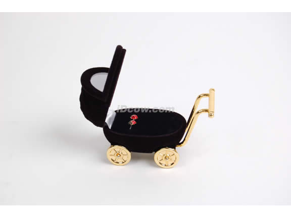 14K Gold enamel Lady Bug Earrings in baby stroller case