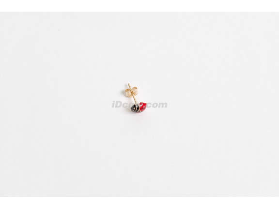14K Gold enamel Lady Bug Earrings in baby stroller case