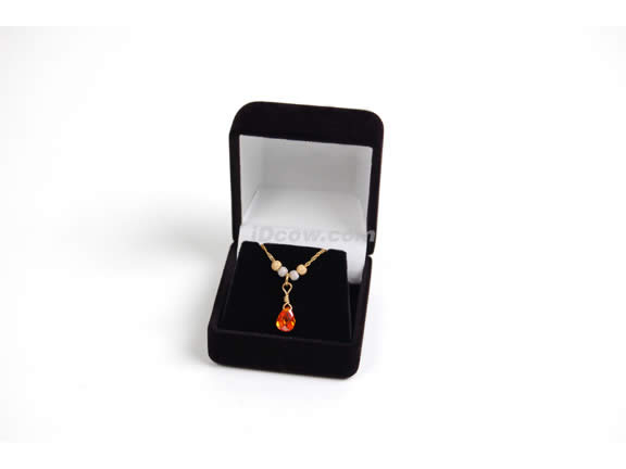 14K Gold 17inch necklace, orange swarovski crystal drop