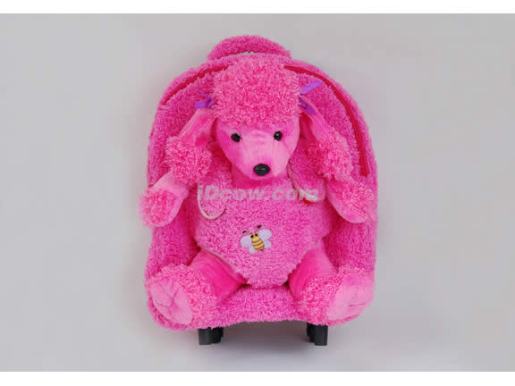 Posh Animal Rolling Backpack with Pink Poodle Plush