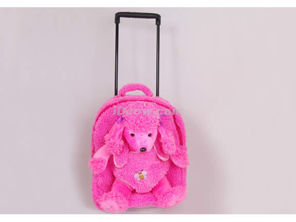Posh Animal Rolling Backpack with Pink Poodle Plush