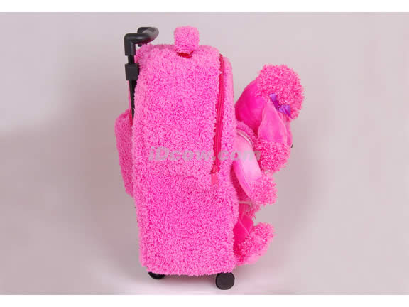 Posh Animal Rolling Backpack with Pink Poodle Plush