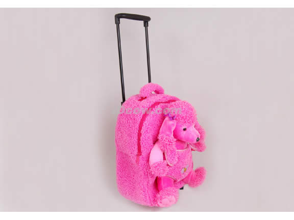 Posh Animal Rolling Backpack with Pink Poodle Plush