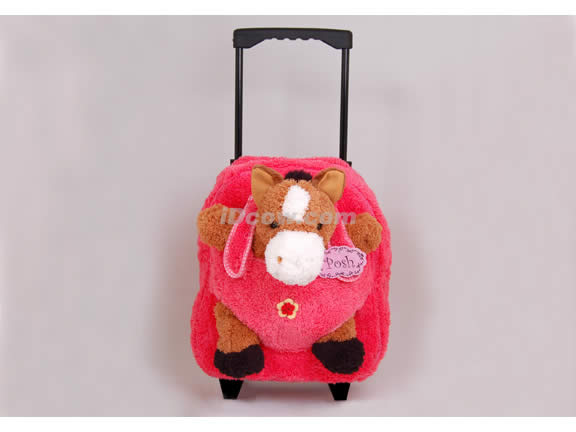 Posh Animal Rolling Backpack with Pony Plush - Hot Pink