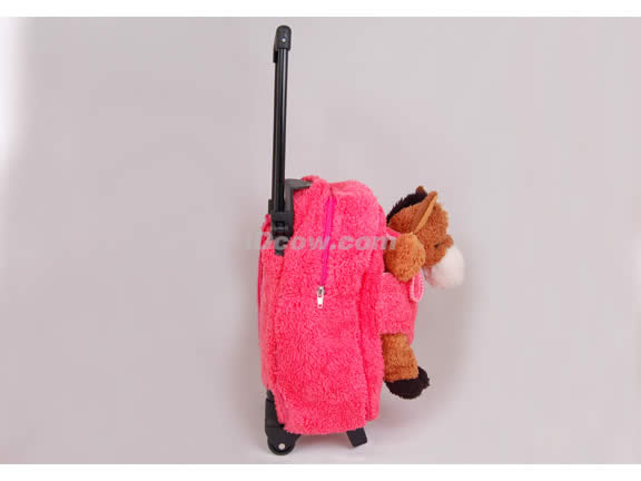 Posh Animal Rolling Backpack with Pony Plush - Hot Pink
