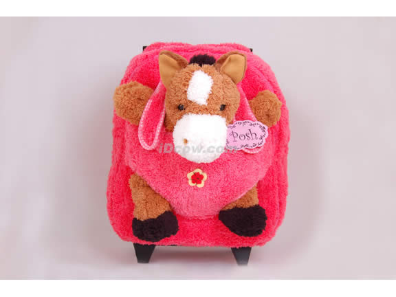 Posh Animal Rolling Backpack with Pony Plush - Hot Pink