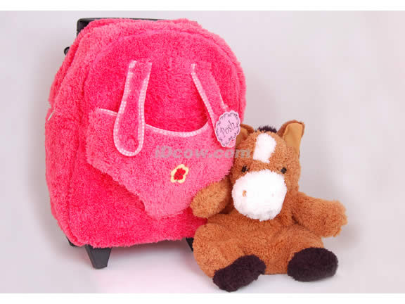 Posh Animal Rolling Backpack with Pony Plush - Hot Pink