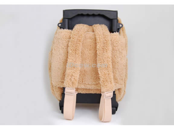 Posh Soft Animal Rolling Backpack with Frog Plush - Tan
