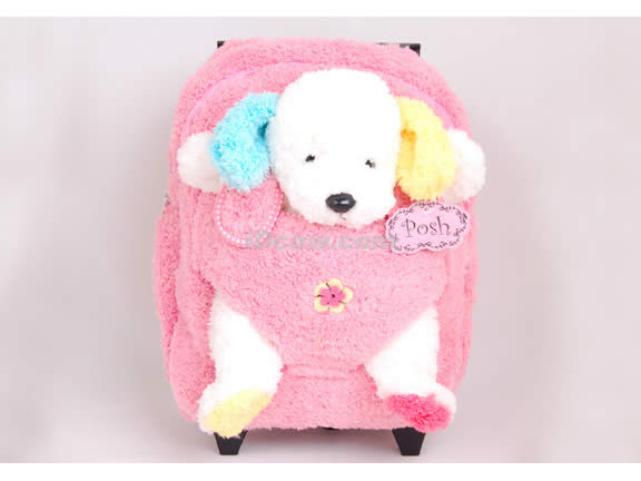 Posh Animal Rolling Backpack with Puppy Plush - Pink