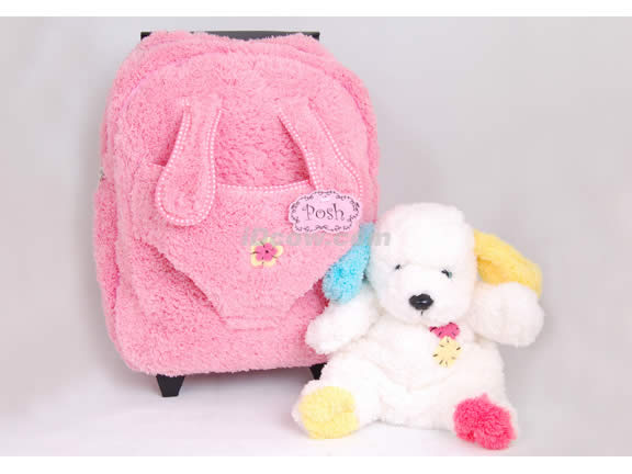 Posh Animal Rolling Backpack with Puppy Plush - Pink