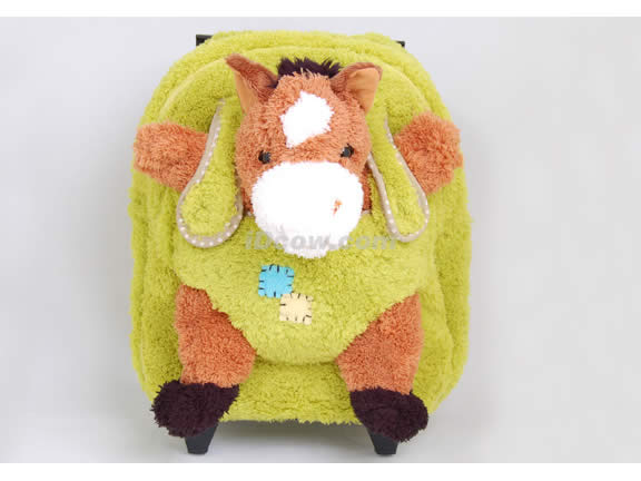 Posh Animal Rolling Backpack with Pony Plush - Green
