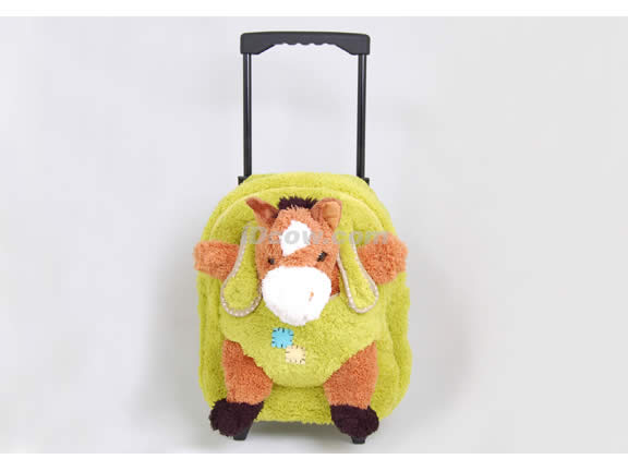 Posh Animal Rolling Backpack with Pony Plush - Green