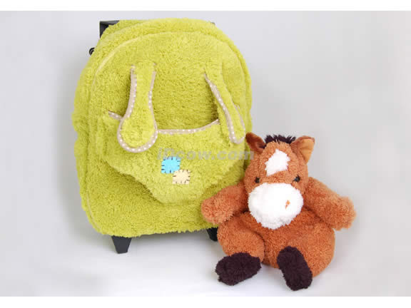 Posh Animal Rolling Backpack with Pony Plush - Green