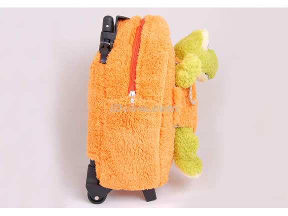 Posh Animal Rolling Backpack with Frog Plush - Orange