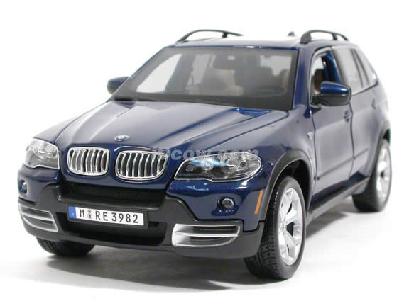2007 BMW X5 diecast model car 1:19 scale 4.8i by Bburago - Metallic Blue 110209