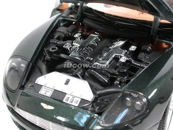 2002 Aston Martin Vanquish diecast model car 1:18 scale V12 by Bburago - Metallic Green 12053