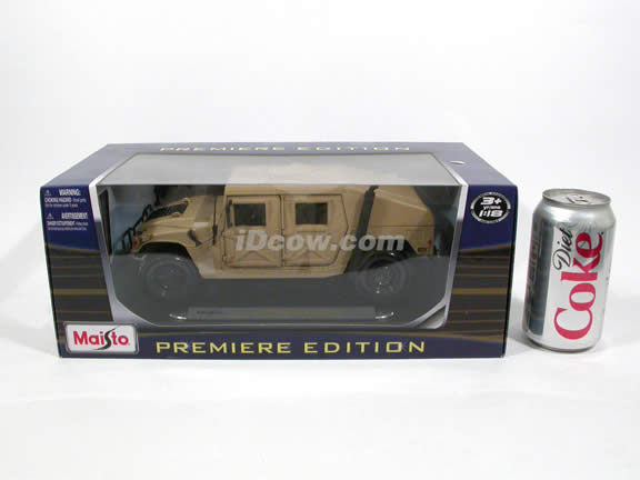 1991 Hummer Military Humvee diecast model car 1:18 scale die cast by Maisto - Sand 36874
