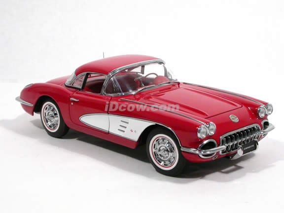 1959 Chevrolet Corvette diecast model car 1:18 scale die cast by AUTOart - Roman Red